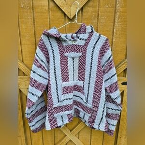 Baja Joe Striped Hooded Sweater - Red and White